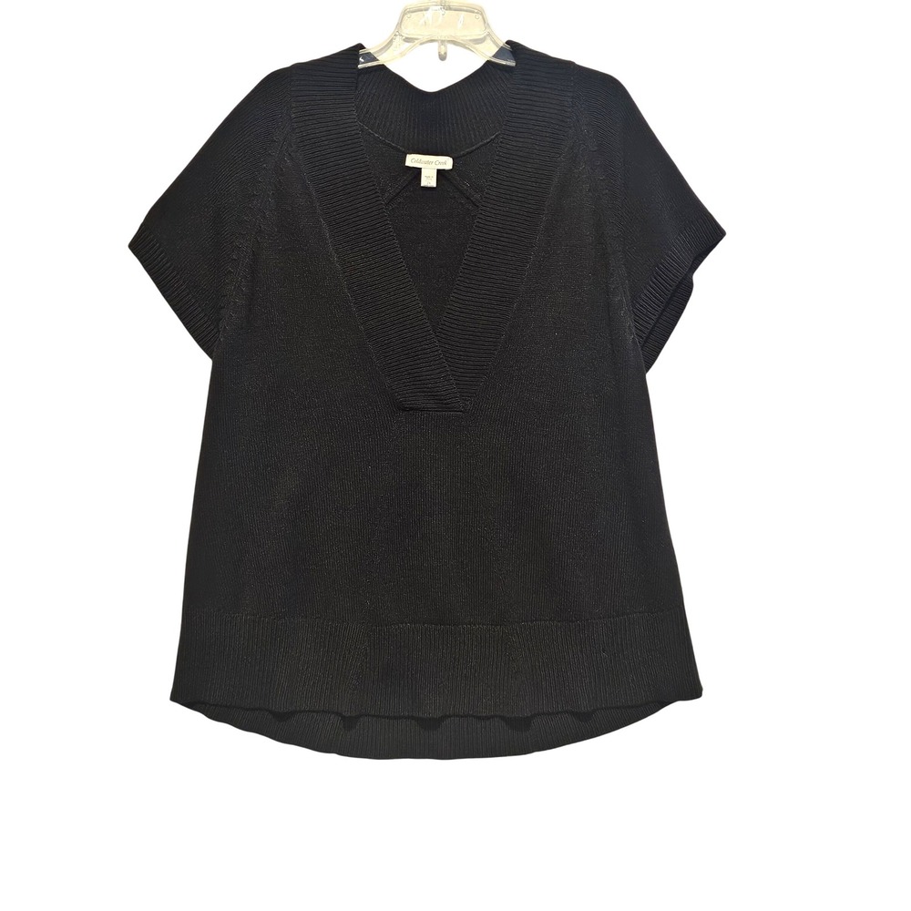 Coldwater Creek Black V Neck Short‎ Sleeve Knit Top Plus Size 2X